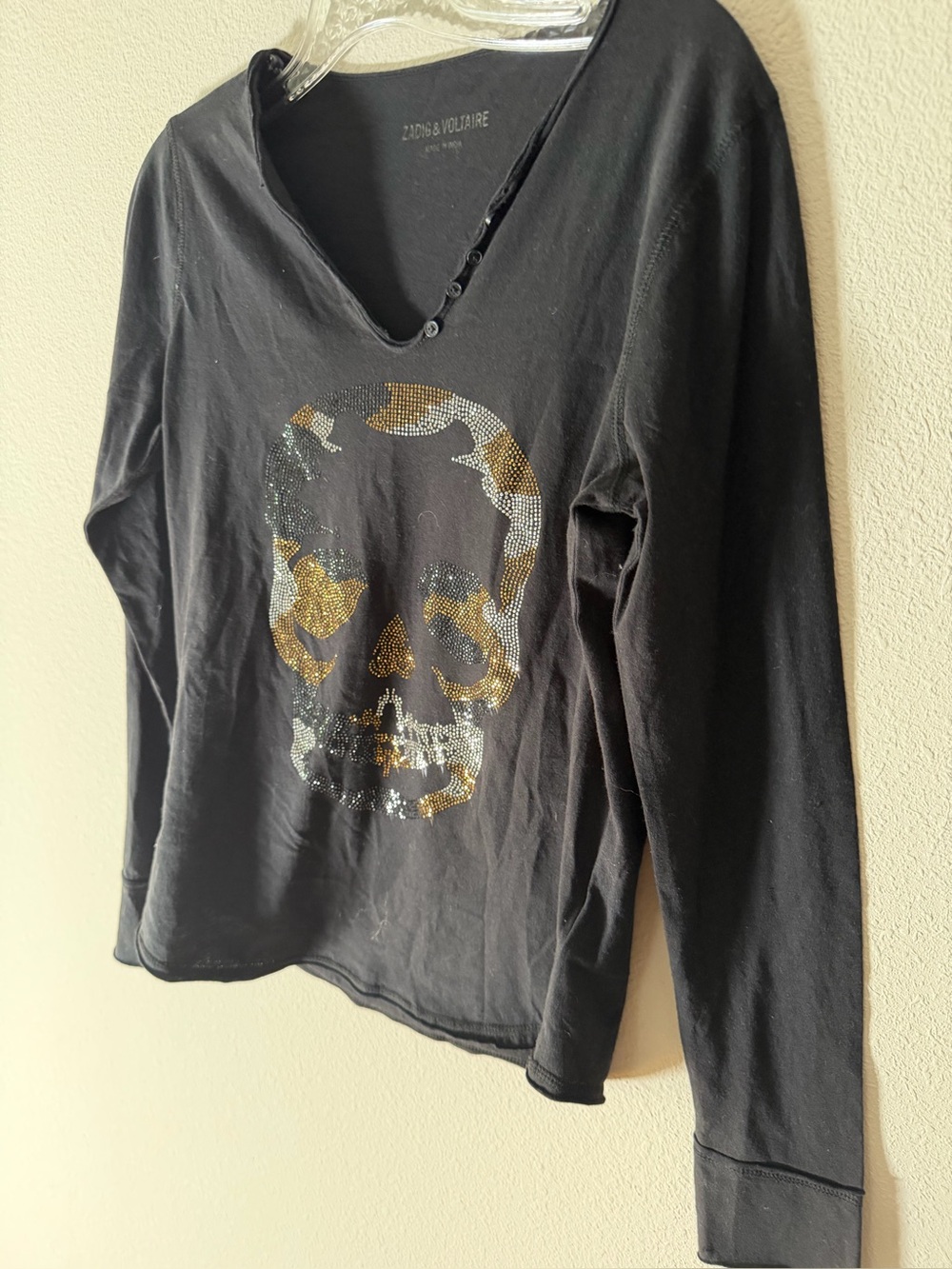 ZADIG Voltaire medium size WM's blouse or shirt golden skull made in Tunisia